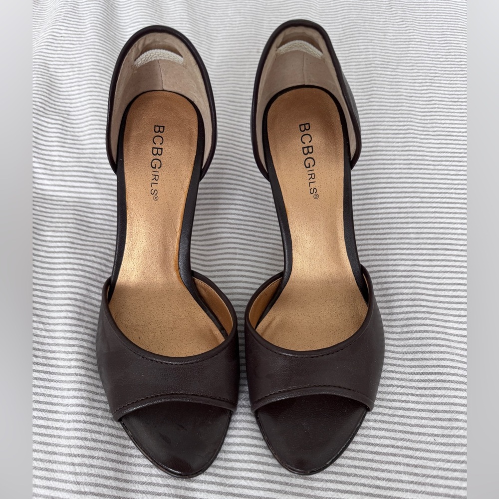 BCBGirls brown Open-Toe Heels
